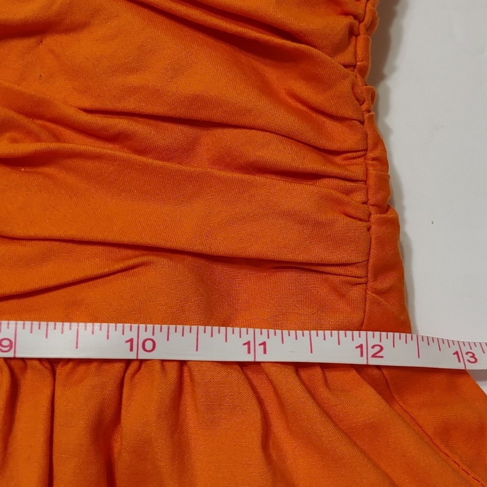 Reformation Strapless Ruched Orange Midi Dress - Picture 15 of 15